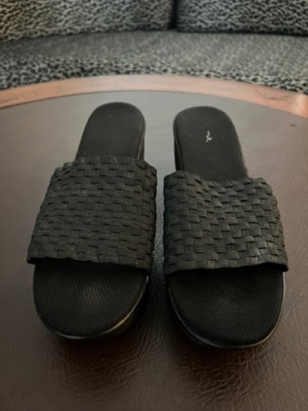 Comfy Espadrille Black Wedge Sandals sz 8.5